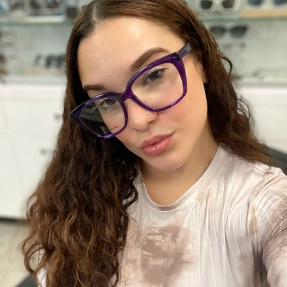 SALE! NEW Balenciaga BB0062O 003 Violet Logo Square Women Eyeglasses
